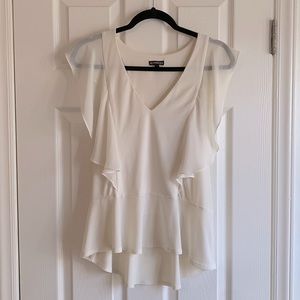Size medium. Cream tank. Flutter sleeves.